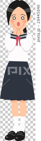 Girls junior high school students who pose Munch 's scream in a sailor uniform 28445840