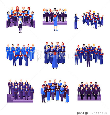 Choir Singing Ensemble Flat Icons Collection  28446700