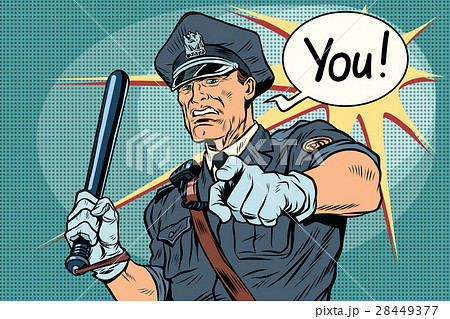 Police officer COP with a baton 28449377