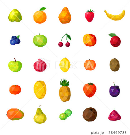 Fresh Fruits Colorful Polygonal Icons Collection Fresh Fruits Colorful Polygonal Icons Collection 28449783