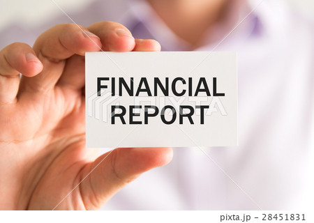 Businessman holding FINANCIAL REPORT text card Businessman holding FINANCIAL REPORT text card 28451831