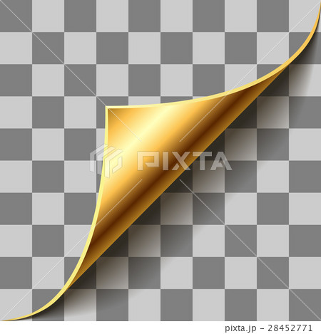 Gold page corner curl on checkered background. Gold page corner curl on checkered background. 28452771