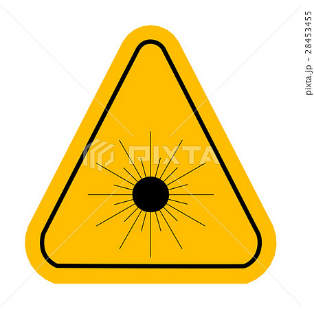 Warning icon of Laser light in yellow triangle.  28453455