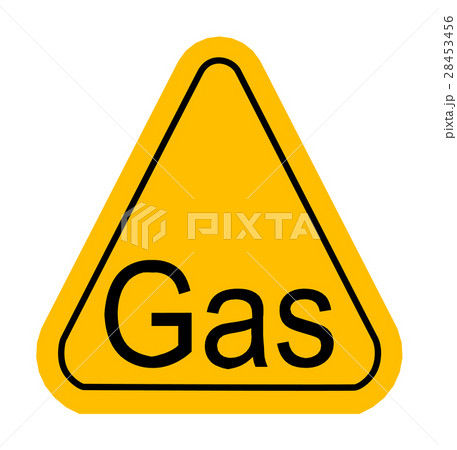 Warning icon of Gas in yellow triangle.  28453456