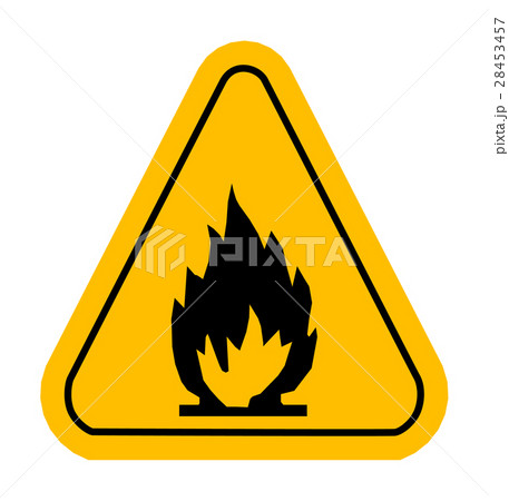 Warning icons in yellow triangle. Fire dangerous. Warning icons in yellow triangle. Fire dangerous. 28453457