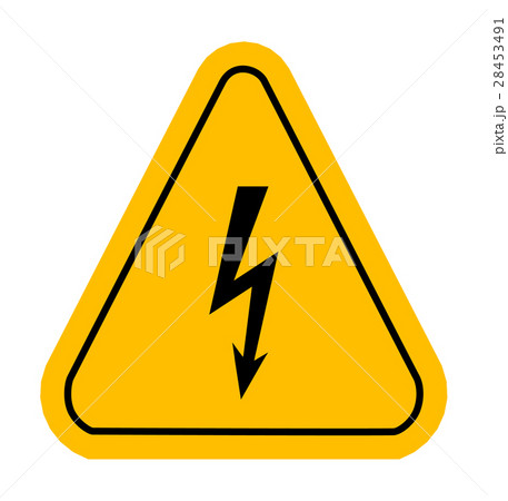 Warning icons in yellow triangle. High voltage. 28453491
