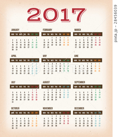 Vintage Design Calendar For Year 2017 Vintage Design Calendar For Year 2017 28456039