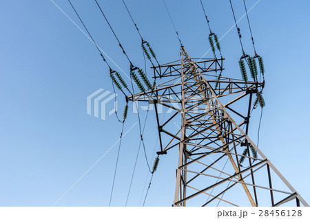 power line against blue sky power line against blue sky 28456128