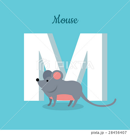 Mouse with Letter M Isolated. ABC, Alphabet. Mouse with Letter M Isolated. ABC, Alphabet. 28456407