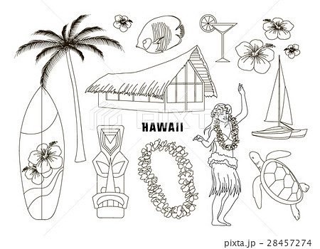Hawaiian Hawaii Setのイラスト素材