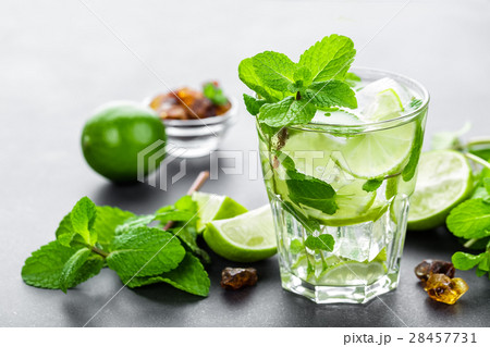 Mojito Cubano or caipirinha cocktail 28457731
