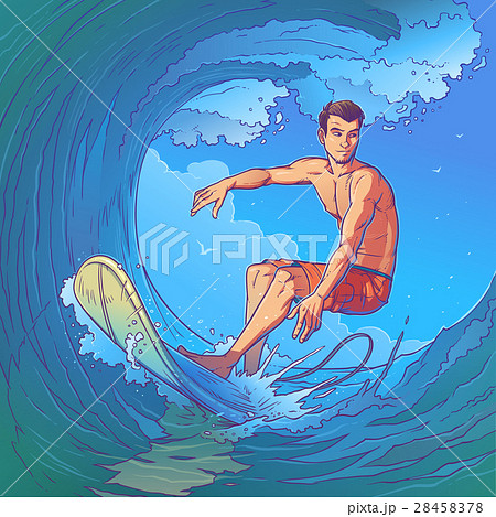 Illustration Of A Surferのイラスト素材