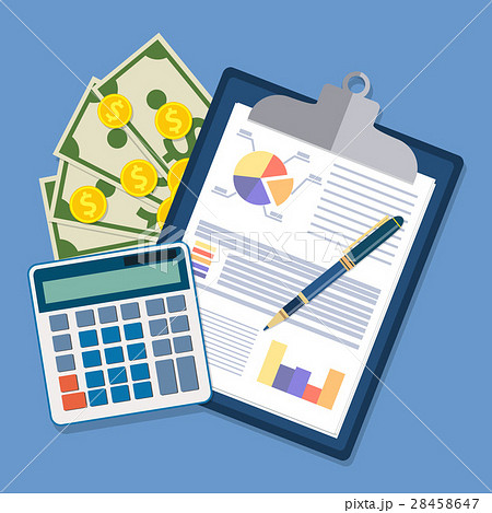 clipboard with financial reports and pen. clipboard with financial reports and pen. 28458647