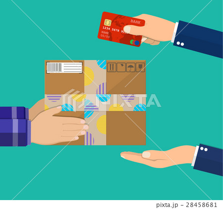 Human hand holds money and pay for the package Human hand holds money and pay for the package 28458681