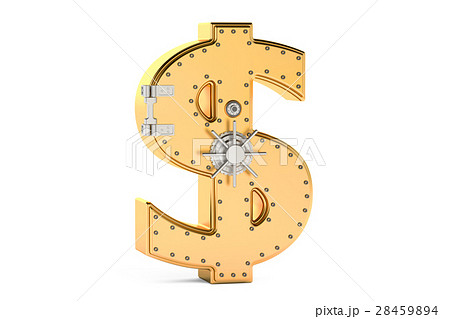 safe box in shape of sign dollar, 3D rendering 28459894