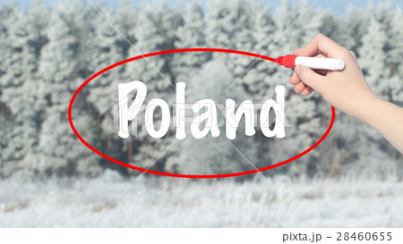 Woman Hand Writing Poland with a marker Woman Hand Writing Poland with a marker 28460655