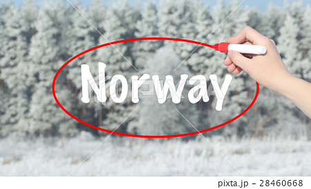 Woman Hand Writing Norway with a marker Woman Hand Writing Norway with a marker 28460668