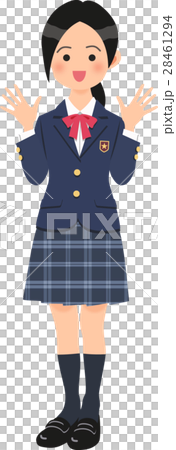 制服姿のバンザイする女子高生 制服姿のバンザイする女子高生 28461294