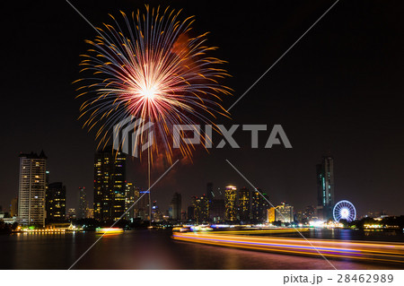 Celebration time in new year party near the river. 28462989