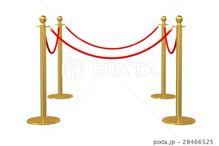 Golden fence, stanchion with red barrier rope 28466525