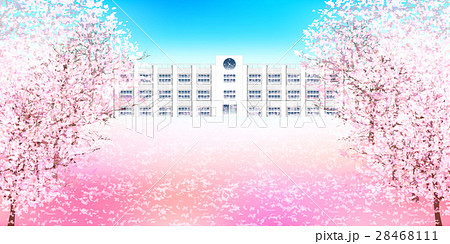 桜 春 学校 背景のイラスト素材 28468111 Pixta