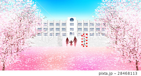 桜 春 学校 背景 のイラスト素材