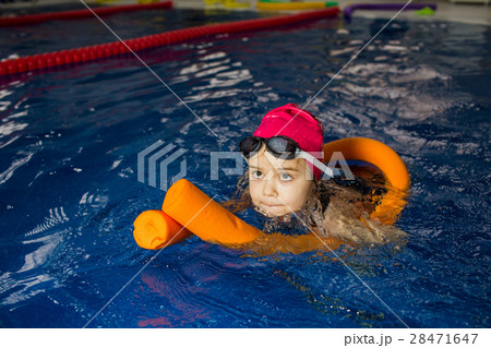 Cute little girl swimming in the pool Cute little girl swimming in the pool 28471647