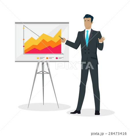 Businessman Making a Presentation Near Whiteboard Businessman Making a Presentation Near Whiteboard 28473416