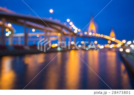 Blurred light city suspension bridge 28473801