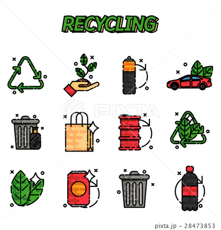 Recycling flat icons set 28473853