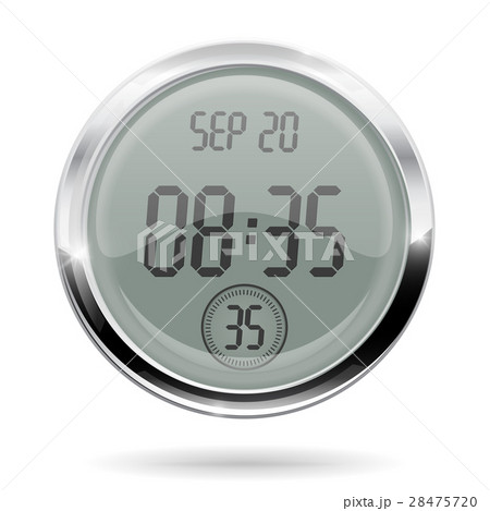 Digital round clock with chrome frame 28475720