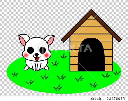 犬と犬小屋イラストのイラスト素材