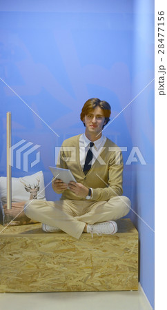Young Hipster working Laptop modern Interior 28477156