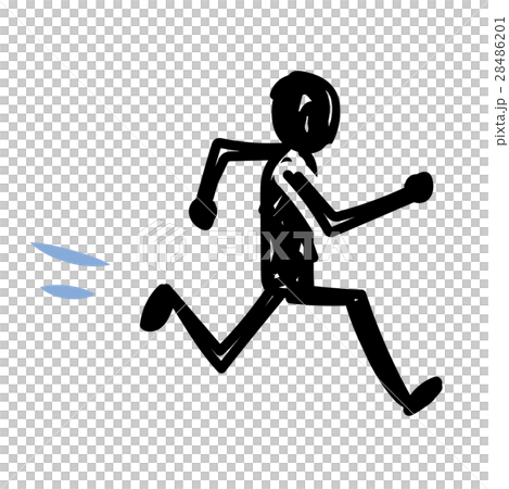 人物のシルエットイラスト 走るのイラスト素材