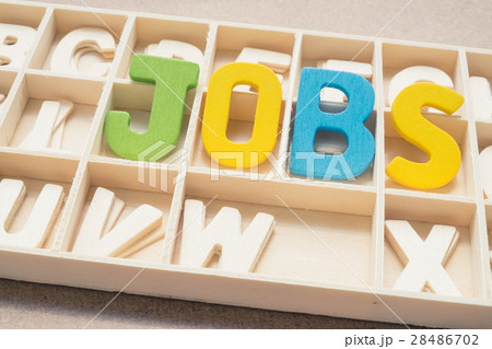 Colorful Jobs wording in wooden box 28486702