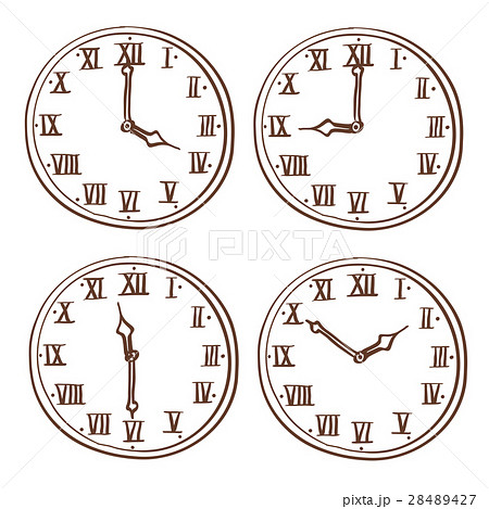 Clock face with roman numerals. Hand drawn doodle 28489427