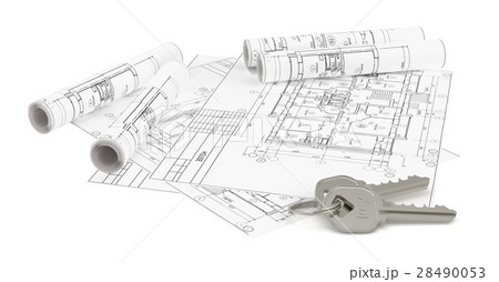 Construction plan for house building and keys 28490053