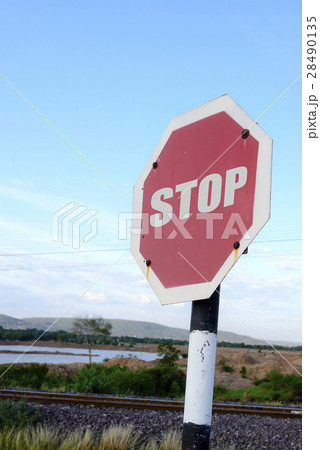 the vintage style stop traffic sign  28490135