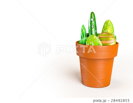 3D rendering of stones decoration on a pot 28492855