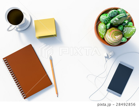 3D rendering of White office desk table 28492856
