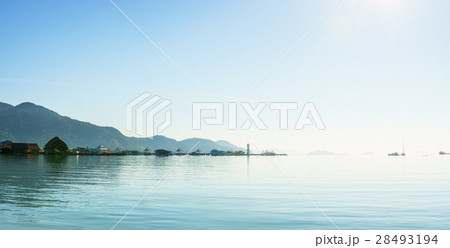 Panorama scenic view sunrise of the harbor 28493194