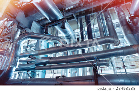 Industrial zone, Steel pipelines, valves ladders Industrial zone, Steel pipelines, valves ladders 28493538