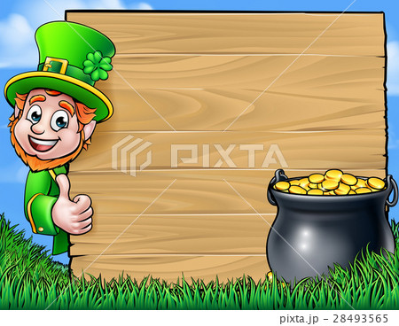 Cartoon Leprechaun St Patricks Day Background Sign 28493565