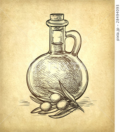 Bottle of olive oil and olive branch. Bottle of olive oil and olive branch. 28494093