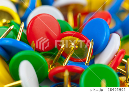Macro view of color pushpins 28495995