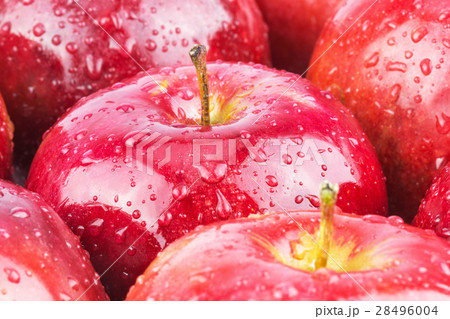 Macro of fresh red wet apples 28496004