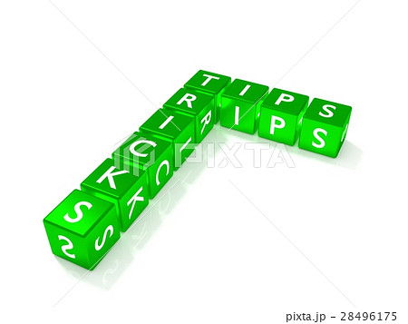Green dice showing tips and tricks isolated 28496175