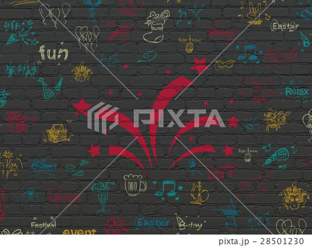 Holiday concept: Fireworks on wall background 28501230