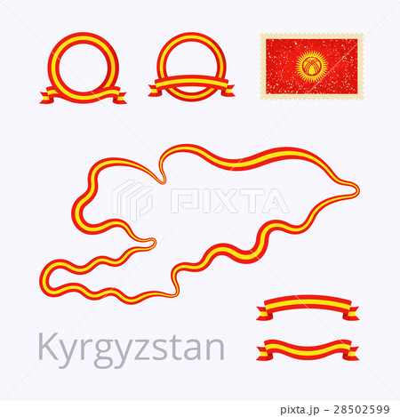Kyrgyzstan - Outline Map and Ribbons 28502599