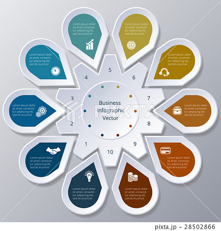 Infographic ten Points arranged in circle gear 28502866